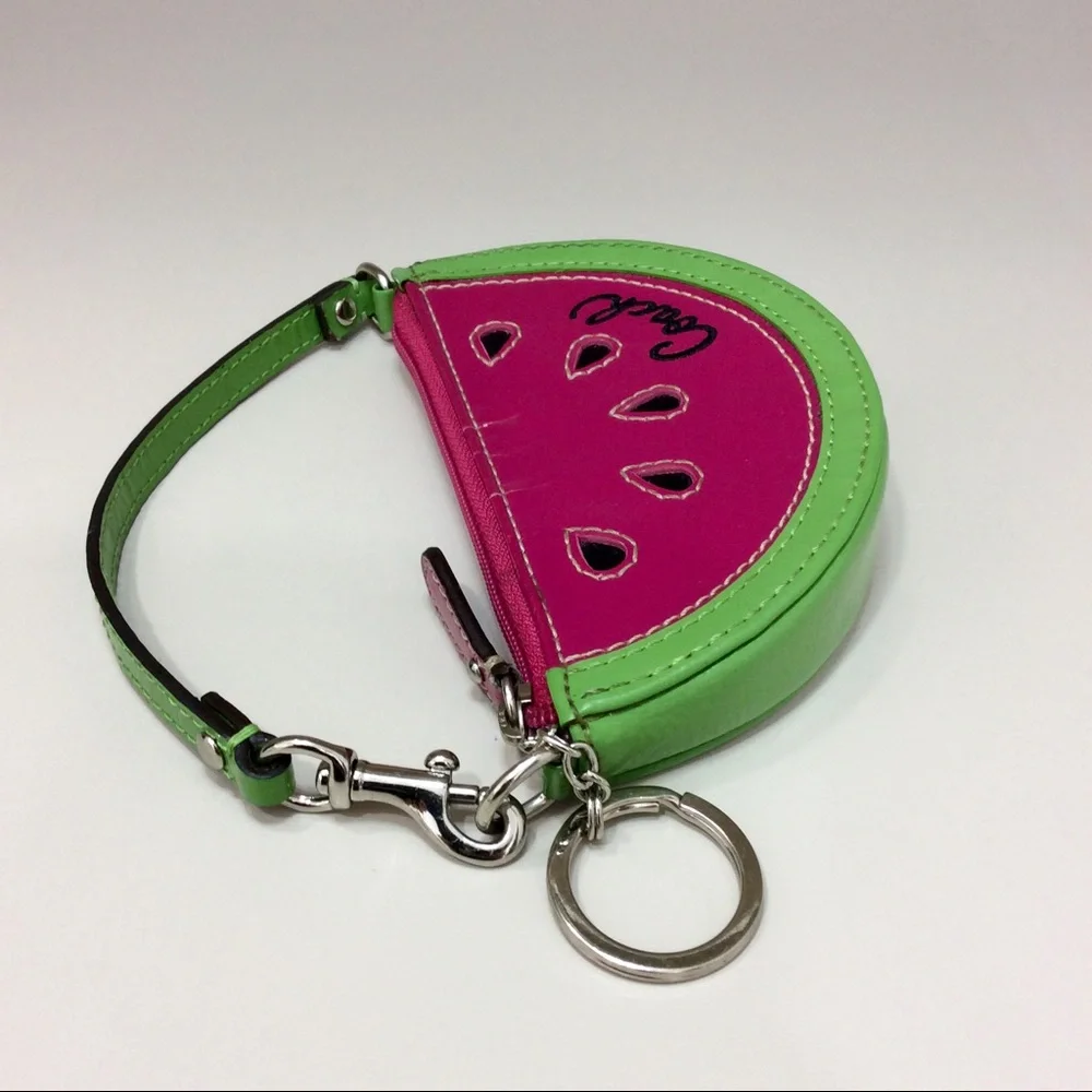 Coach Vintage Watermelon Coin Pouch Pink Green Patent Leather Y2K - Picture 7 of 14